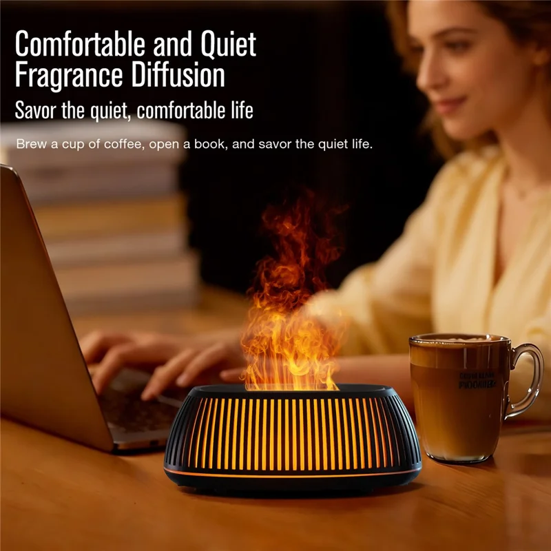 E150 Vertical Hollow Colorful Atmosphere Light Office Home Desktop Humidifier with Remote Control - White