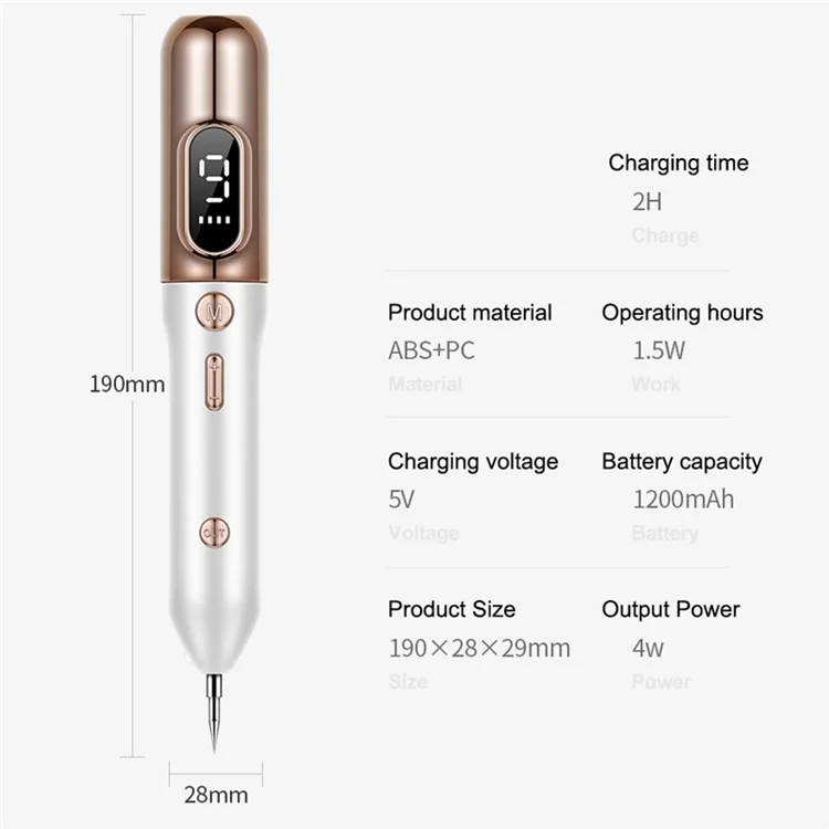 E23 Портативное Оборудование Для Красоты Сменные Игольники USB Зарядки 9 Уровней Регулируемая Кожа Nevus Tag Removal Kit Инструменты Для Домашнего Использования - Золото