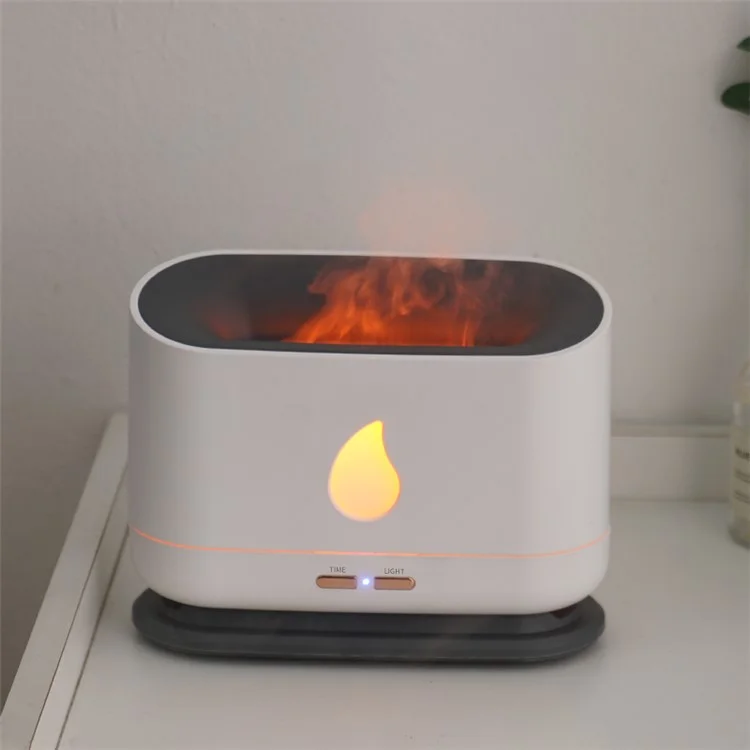 A10 Simulation Flamme Timing Retting Automatique Arôme Huiles Essentielles Diffuseur Ultrasonic Air Humidificateur - Blanche
