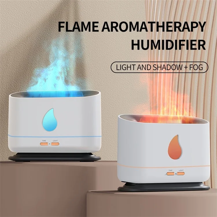 A10 Simulation Flamme Timing Retting Automatique Arôme Huiles Essentielles Diffuseur Ultrasonic Air Humidificateur - Blanche