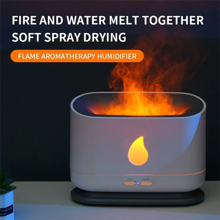 A10 Simulation Flamme Timing Retting Automatique Arôme Huiles Essentielles Diffuseur Ultrasonic Air Humidificateur - Blanche