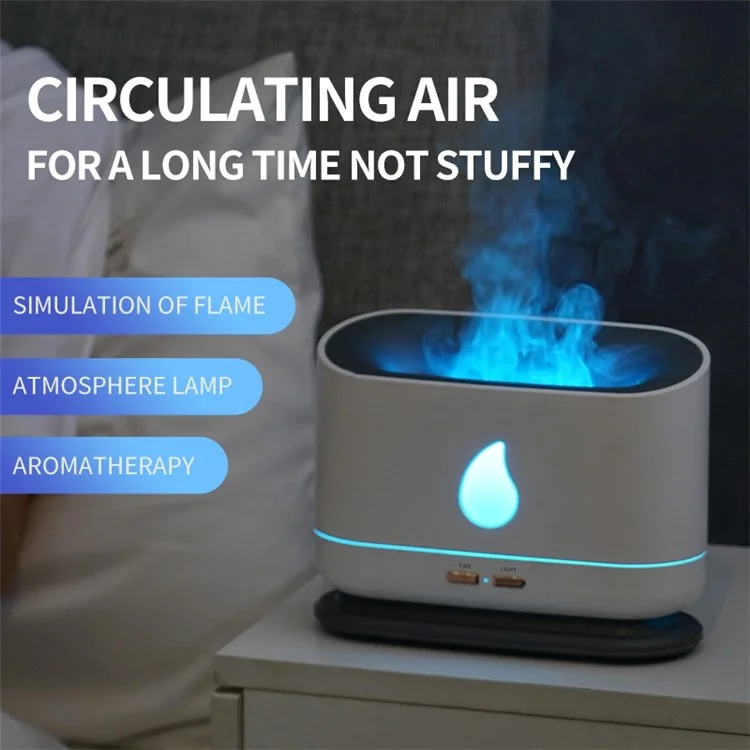 A10 Simulation Flamme Timing Retting Automatique Arôme Huiles Essentielles Diffuseur Ultrasonic Air Humidificateur - Blanche