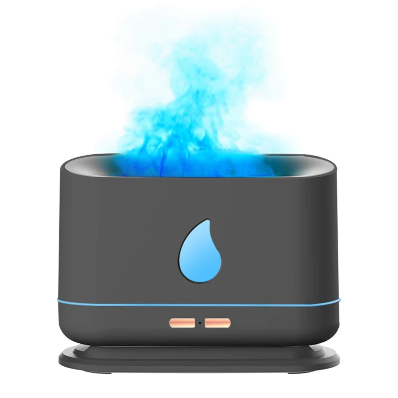 A10 Simulation Flame Timing Setting Automatical Aroma Essential Oils Diffuser Ultrasonic Air Humidifier - Black