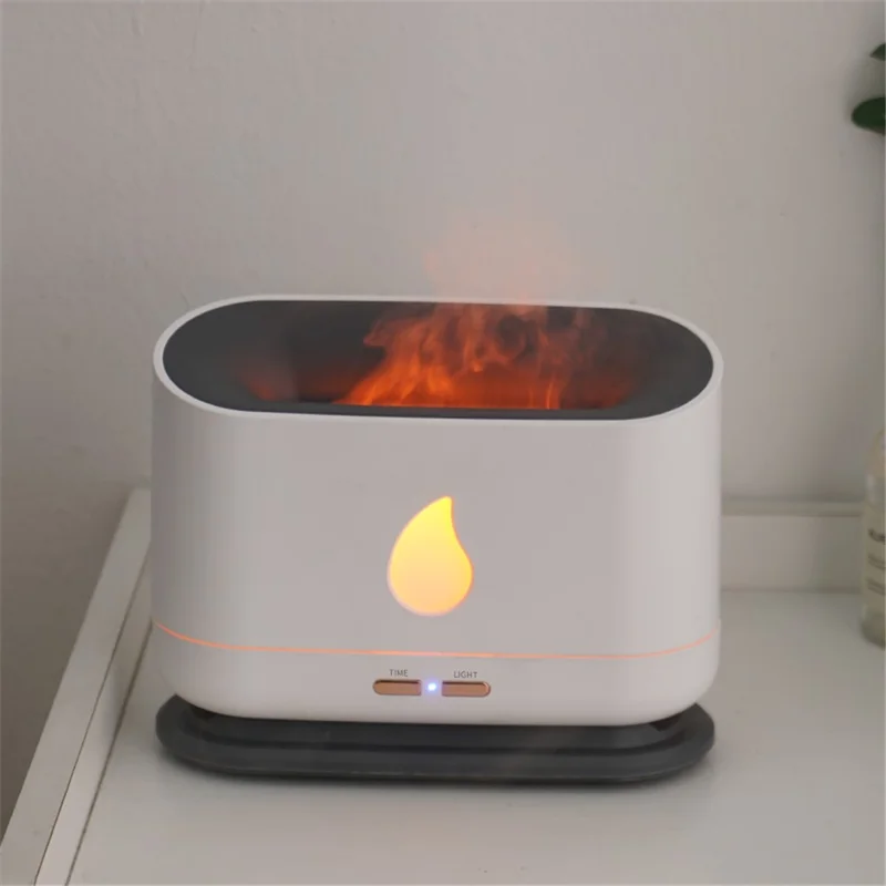 A10 Simulation Flame Timing Setting Automatical Aroma Essential Oils Diffuser Ultrasonic Air Humidifier - Black