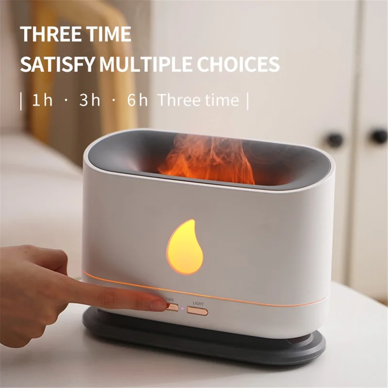 A10 Simulation Flame Timing Setting Automatical Aroma Essential Oils Diffuser Ultrasonic Air Humidifier - Black