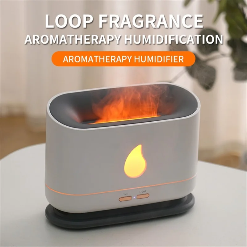 A10 Simulation Flame Timing Setting Automatical Aroma Essential Oils Diffuser Ultrasonic Air Humidifier - Black