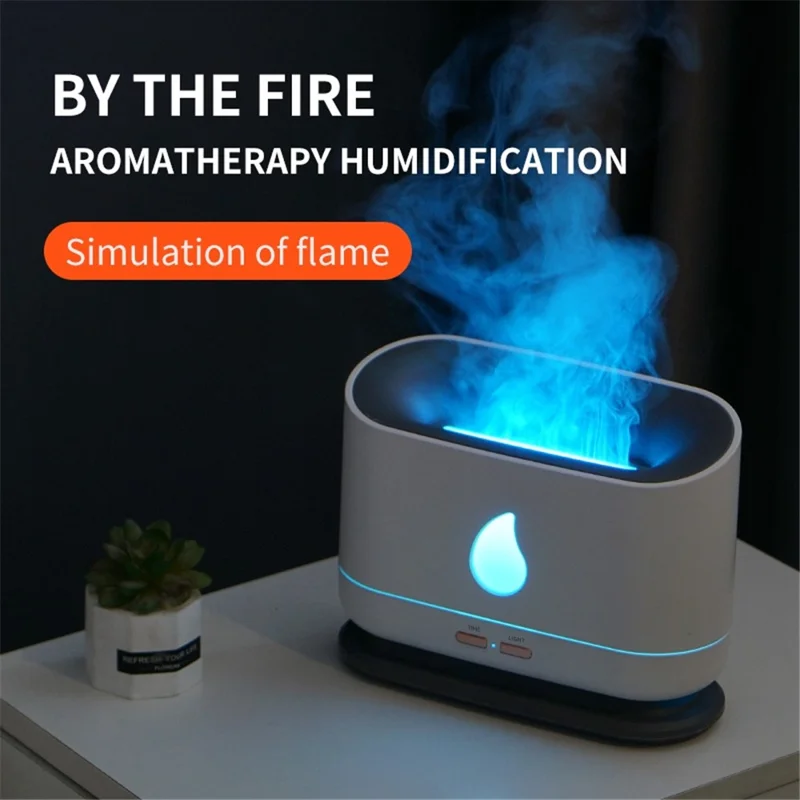 A10 Simulation Flame Timing Setting Automatical Aroma Essential Oils Diffuser Ultrasonic Air Humidifier - Black