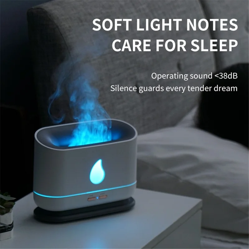 A10 Simulation Flame Timing Setting Automatical Aroma Essential Oils Diffuser Ultrasonic Air Humidifier - Black