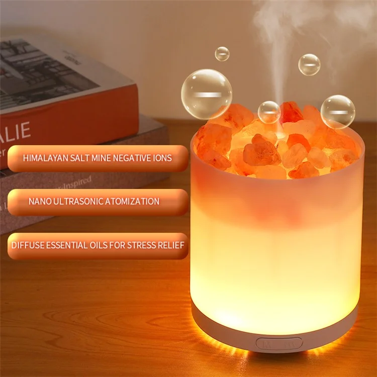 A5 Salt Stone Air Humidifier Negative Ion Aroma Diffuser Desktop Mist Maker Silent Fog Sprayer with Light Effect