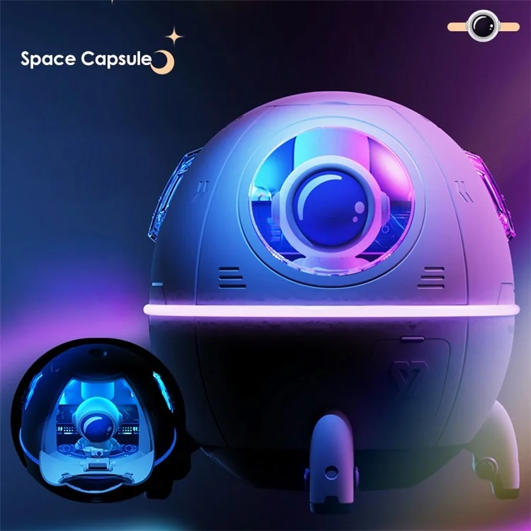 MJ046 Cápsula Espacial Astronauta Humidificador USB USB Mute Mute Mude Mista Difusador Con Night Light - Blanco