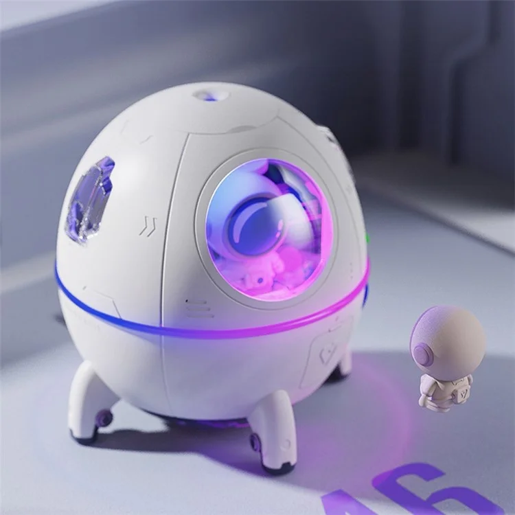 MJ046 Cápsula Espacial Astronauta Humidificador USB USB Mute Mute Mude Mista Difusador Con Night Light - Blanco