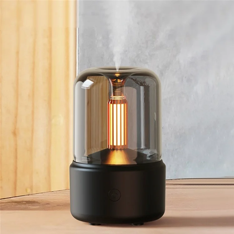 DQ702 Air Humidifier Simulation Candlelight Aromatherapy Essential Oil Diffuser for Home Office Yoga Room - White