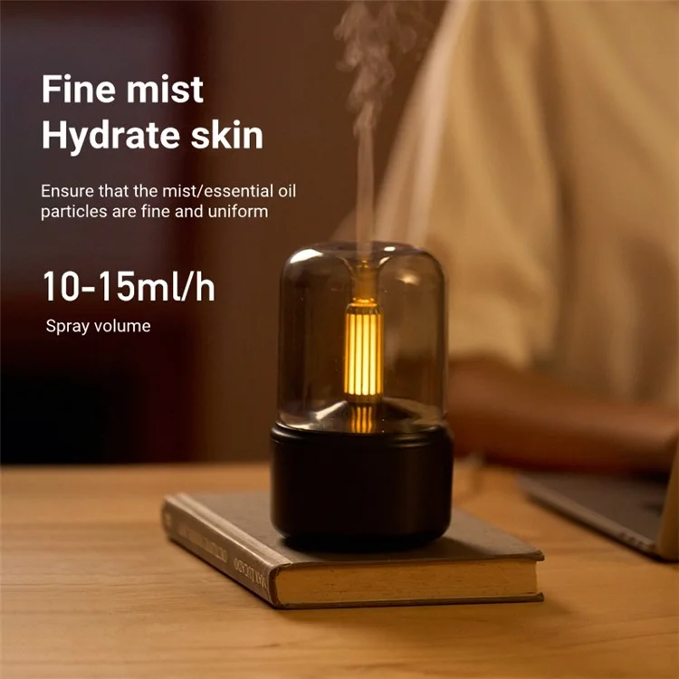 DQ702 Air Humidifier Simulation Candlelight Aromatherapy Essential Oil Diffuser for Home Office Yoga Room - White