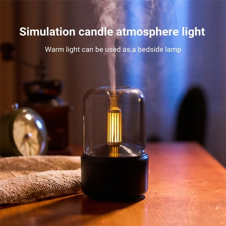 DQ702 Air Humidifier Simulation Candlelight Aromatherapy Essential Oil Diffuser for Home Office Yoga Room - White