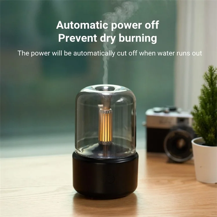 DQ702 Air Humidifier Simulation Candlelight Aromatherapy Essential Oil Diffuser for Home Office Yoga Room - White