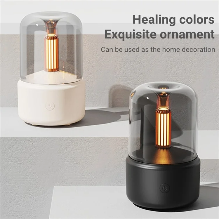 DQ702 Air Humidifier Simulation Candlelight Aromatherapy Essential Oil Diffuser for Home Office Yoga Room - White