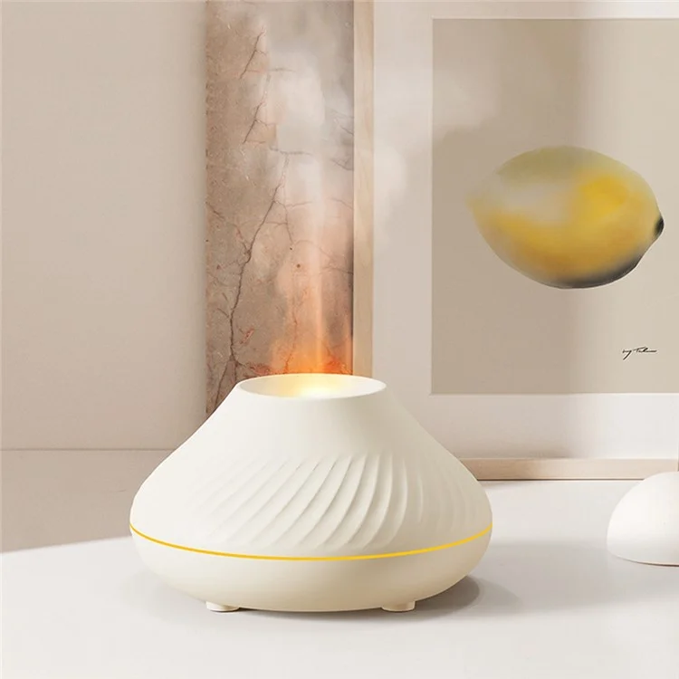 DQ705 Simulador de llama Luz de colores Humidificador de aire Apagado automático Difusor de aceites esenciales Aromaterapia - Beige