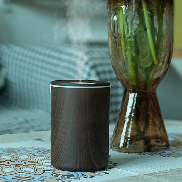 Hy-l19 320 ml Humidificateur à la Nuit LED Night Leille Opération Silent - Texture en Bois Brun Foncé