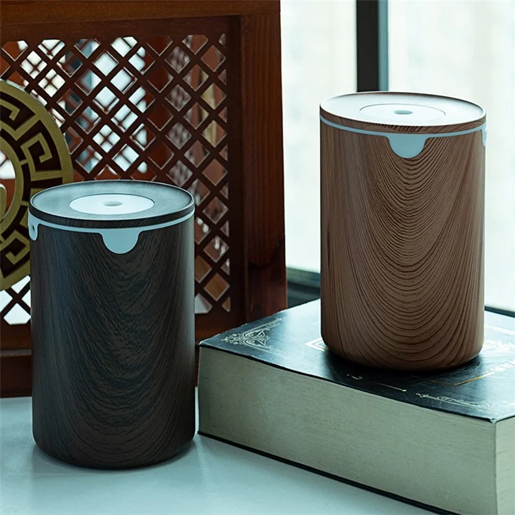 Hy-l19 320 ml Humidificateur à la Nuit LED Night Leille Opération Silent - Texture en Bois Brun Foncé