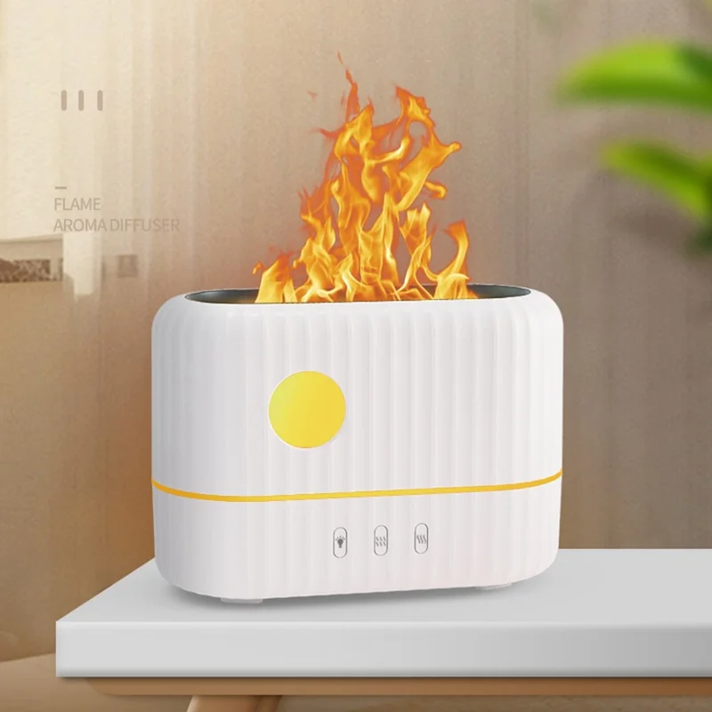 H8 Simulação Flame Aroma Airidificer Umidificador de Mesa de Desktop Umidificador de Aromaterapia Difusor Para Escritório em Casa - Cinza