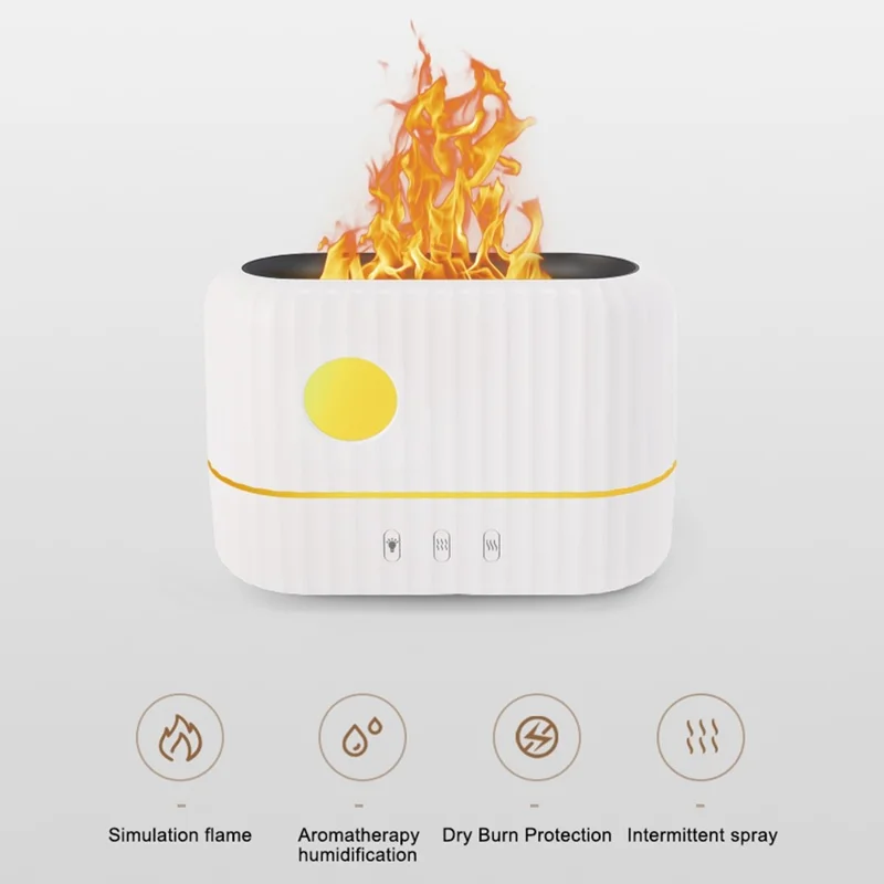 H8 Simulação Flame Aroma Airidificer Umidificador de Mesa de Desktop Umidificador de Aromaterapia Difusor Para Escritório em Casa - Cinza