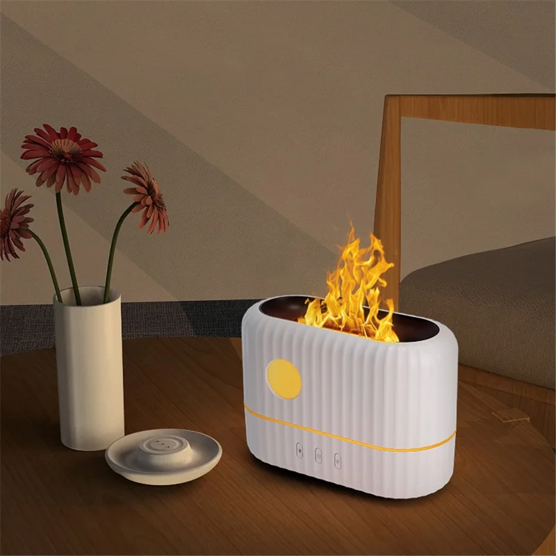 H8 Simulação Flame Aroma Airidificer Umidificador de Mesa de Desktop Umidificador de Aromaterapia Difusor Para Escritório em Casa - Cinza