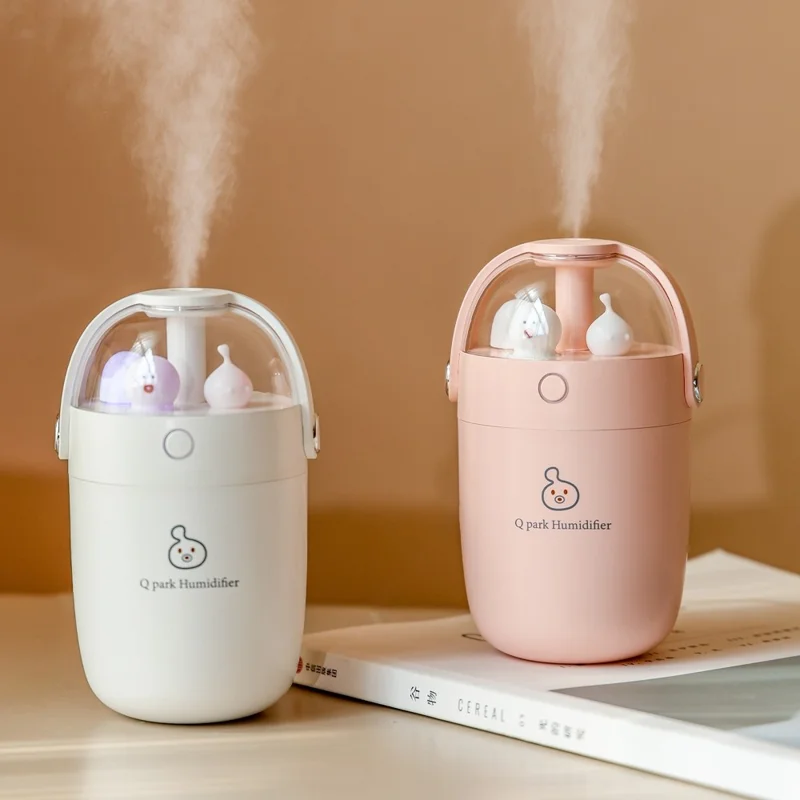 Y19 300ML Mini Size USB Rechargeable LED Night Light Silent Mist Humidifier for Home Car Office - Pink