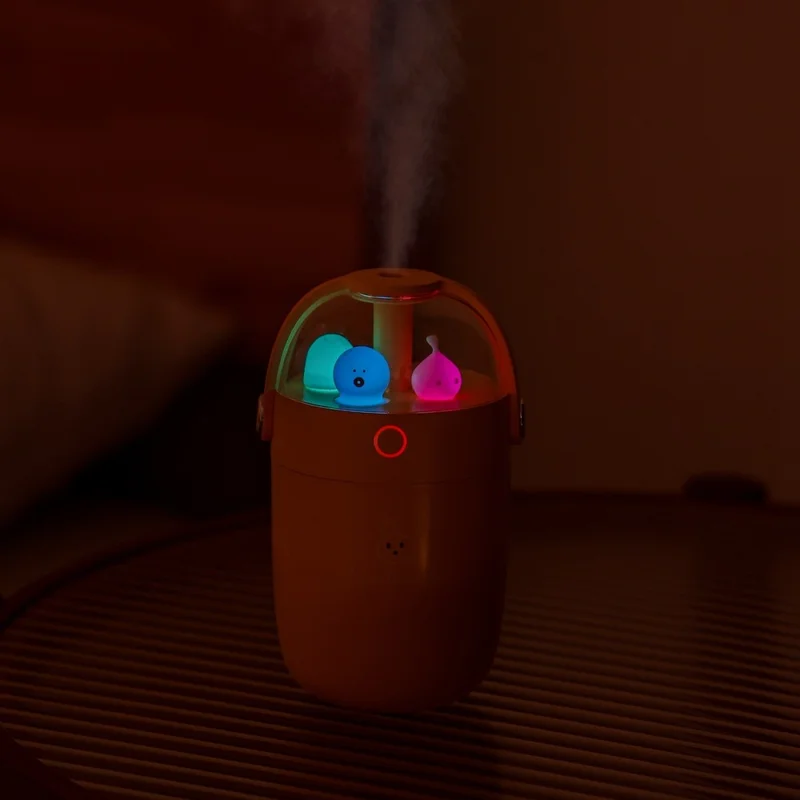 Y19 300ML Mini Size USB Rechargeable LED Night Light Silent Mist Humidifier for Home Car Office - Pink