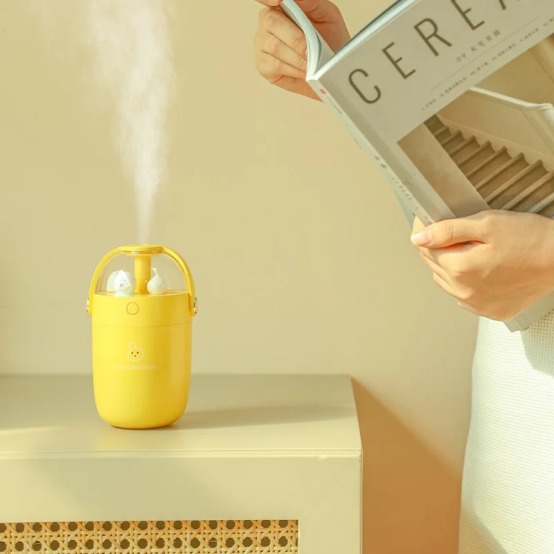 Y19 300ML Mini Size USB Rechargeable LED Night Light Silent Mist Humidifier for Home Car Office - Pink