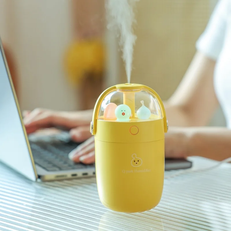 Y19 300ML Mini Size USB Rechargeable LED Night Light Silent Mist Humidifier for Home Car Office - Pink