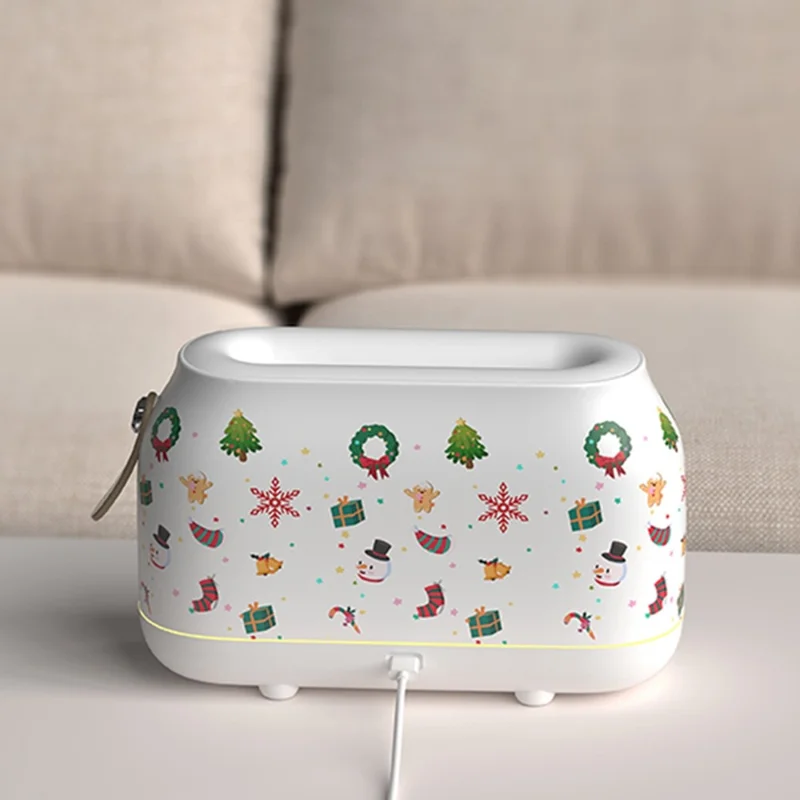 HZ005 Nordic Style Air Humidifier Simulation Flame Aroma Desktop Mist Humidifier Aromatherapy Diffuser for Home Office - Christmas / Red