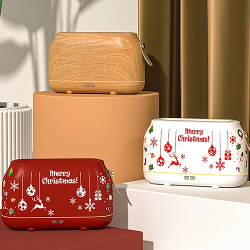 HZ005 Nordic Style Air Humidifier Simulation Flame Aroma Desktop Mist Humidifier Aromatherapy Diffuser for Home Office - Christmas / Red