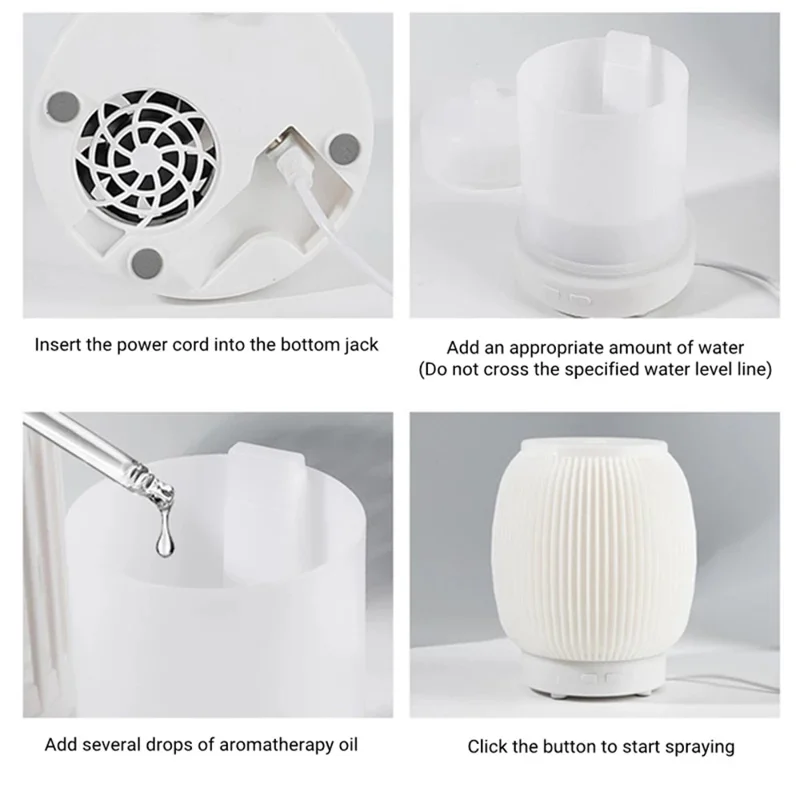 A07 Linterna con forma de 200ml Difusor de Aroma Ultrasónico Humidificador de Aire Doméstico Silencioso Fabricador de Niebla Pulverizador de Niebla con Luz Cálida, Control Remoto