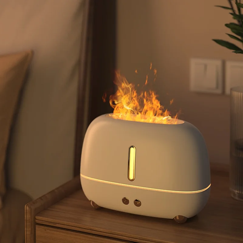 A318 Simulation Flame Aroma Air Humidifier LED Colorful Light Desktop Mist Humidifier Aromatherapy Diffuser for Home Office - Green