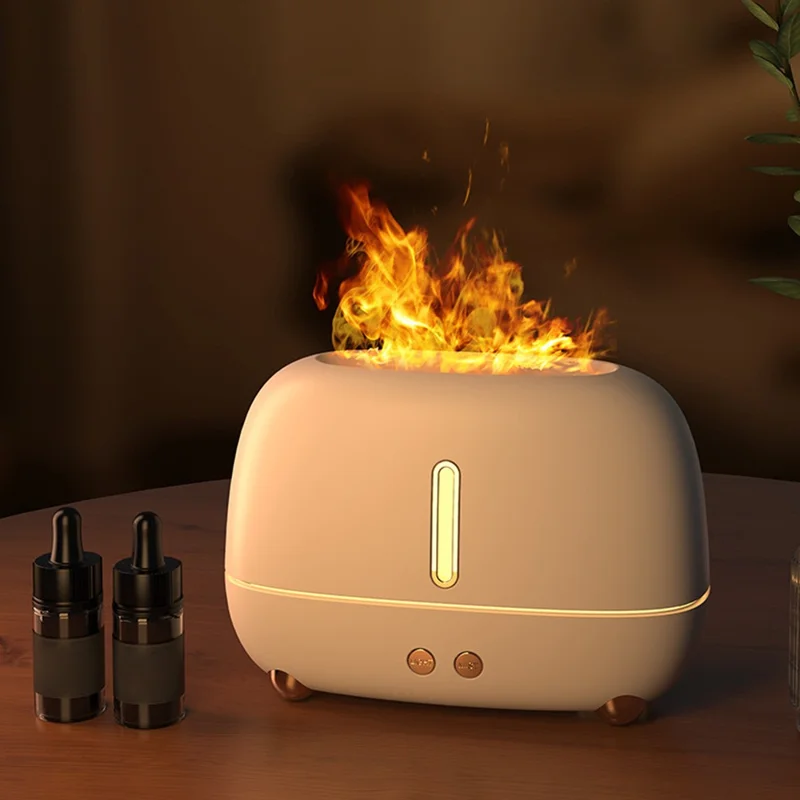 A318 Simulation Flame Aroma Air Humidifier LED Colorful Light Desktop Mist Humidifier Aromatherapy Diffuser for Home Office - Green