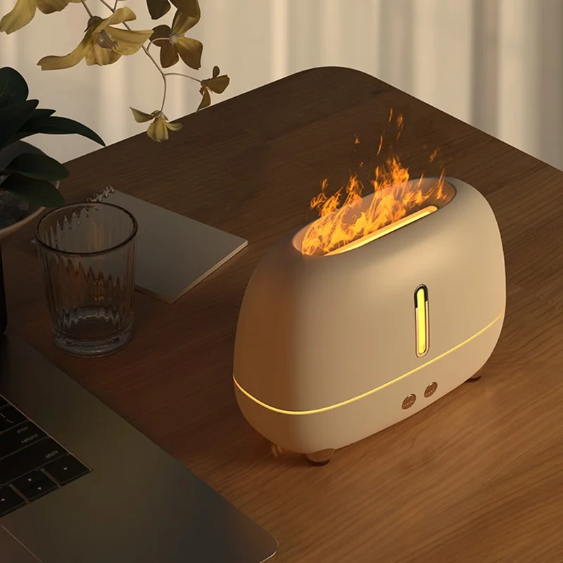 A318 Simulation Flame Aroma Air Humidifier LED Colorful Light Desktop Mist Humidifier Aromatherapy Diffuser for Home Office - Green