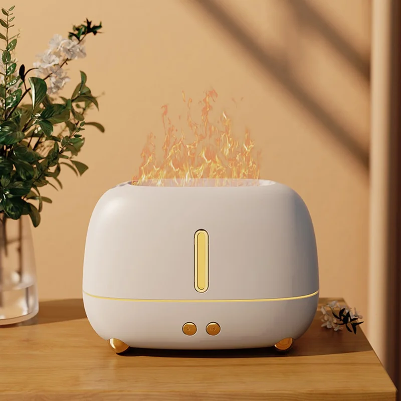 A318 Simulation Flame Aroma Air Humidifier LED Colorful Light Desktop Mist Humidifier Aromatherapy Diffuser for Home Office - Green
