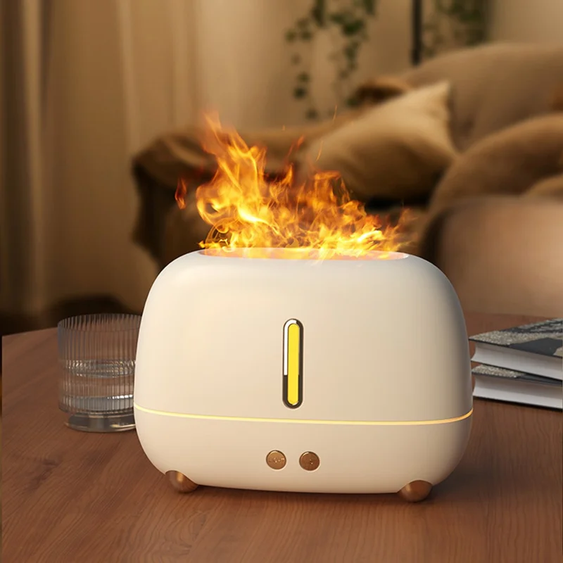 A318 Simulation Flame Aroma Air Humidifier LED Colorful Light Desktop Mist Humidifier Aromatherapy Diffuser for Home Office - Green