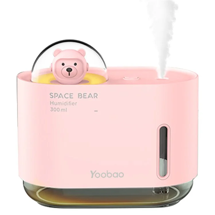 Yoobao M318 Space Bear Humidificateur 300 ml Air Humidificateur Mignon Fog Pulvérisateur Mini Maker Maker Pour la Maison, Bureau - Rose