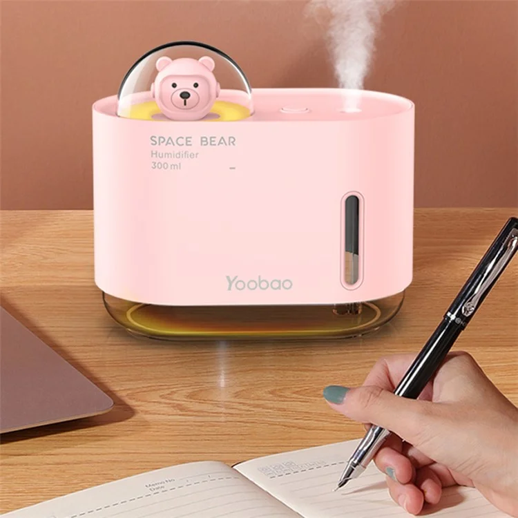 Yoobao M318 Space Bear Humidificateur 300 ml Air Humidificateur Mignon Fog Pulvérisateur Mini Maker Maker Pour la Maison, Bureau - Rose
