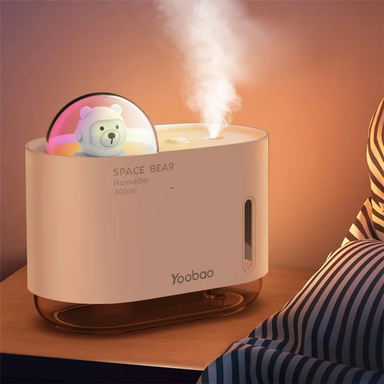 Yoobao M318 Space Bear Humidificateur 300 ml Air Humidificateur Mignon Fog Pulvérisateur Mini Maker Maker Pour la Maison, Bureau - Rose