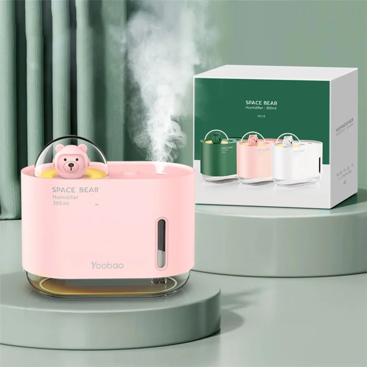 Yoobao M318 Space Bear Humidificateur 300 ml Air Humidificateur Mignon Fog Pulvérisateur Mini Maker Maker Pour la Maison, Bureau - Rose