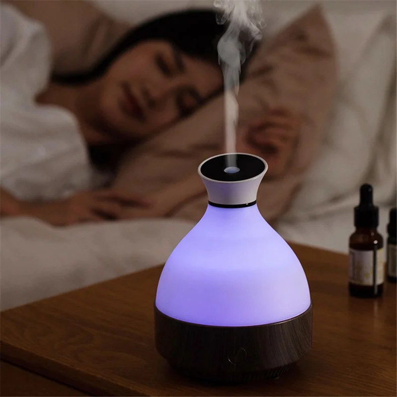 X5 Wood Grain Colorful Light Air Humidifier Essential Oil Aroma Diffuser Aromatherapy Sprayer Machine - Black