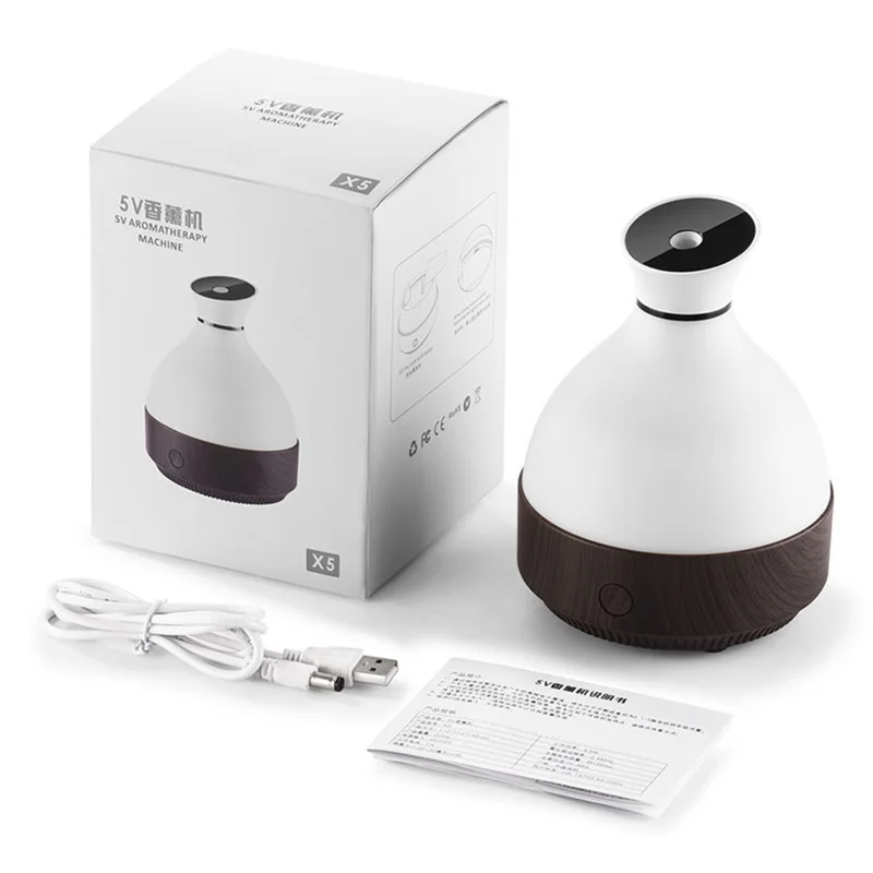 X5 Wood Grain Colorful Light Air Humidifier Essential Oil Aroma Diffuser Aromatherapy Sprayer Machine - Black