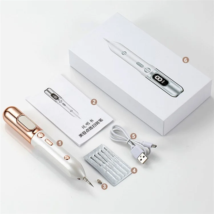 Laser Plasma Pen Mole Tattoo Freckle Wart Tag Removal Pen Dark Spot Remover for Face LCD Skin Care Tool - White