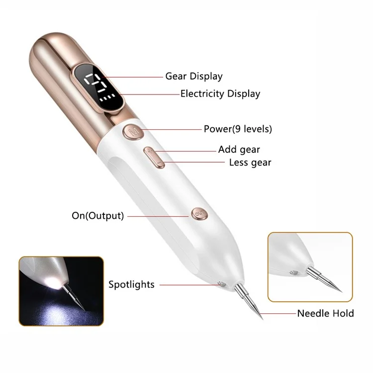 Laser Plasma Pen Mole Tattoo Freckle Wart Tag Removal Pen Dark Spot Remover for Face LCD Skin Care Tool - White