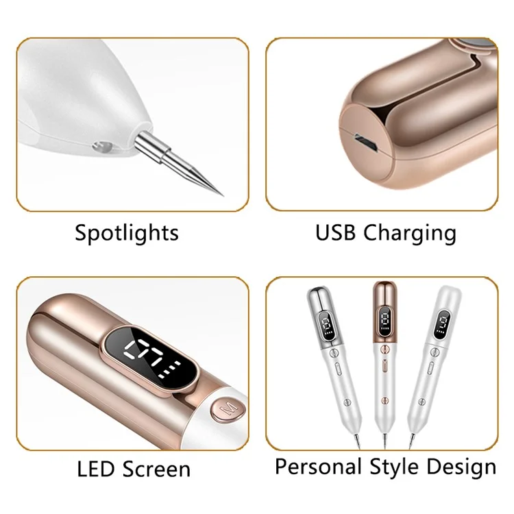 Laser Plasma Pen Mole Tattoo Freckle Wart Tag Removal Pen Dark Spot Remover for Face LCD Skin Care Tool - White