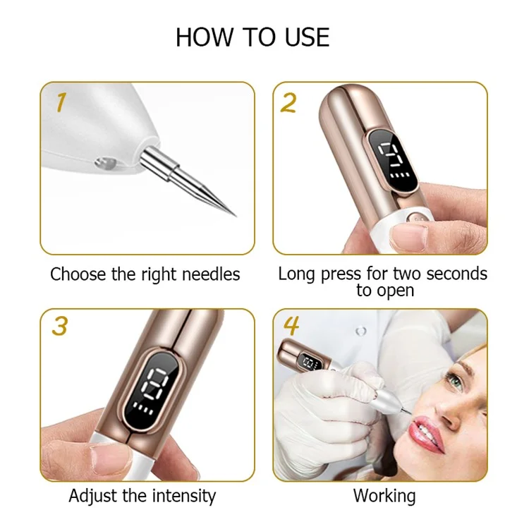 Laser Plasma Pen Mole Tattoo Freckle Wart Tag Removal Pen Dark Spot Remover for Face LCD Skin Care Tool - White