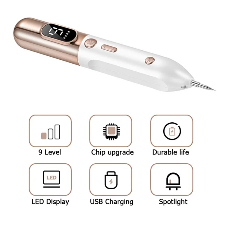 Laser Plasma Pen Mole Tattoo Freckle Wart Tag Removal Pen Dark Spot Remover for Face LCD Skin Care Tool - White