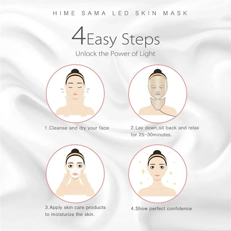 Masque facial à LED 7 couleurs pour le soin du visage et du cou - Or / Prise US